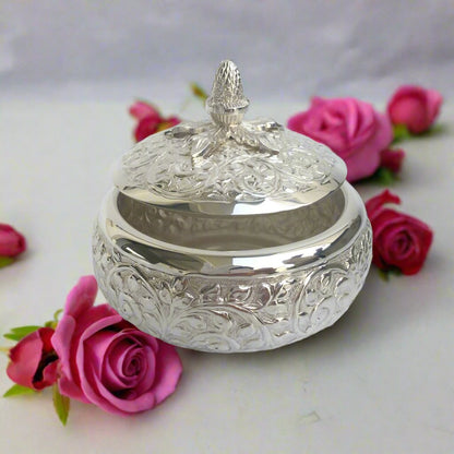 Classic Vine Silver Plated Round Box